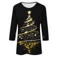 thumbnail image 4 of Christmas T Shirts for Women 3/4 Sleeve Holiday Graphic Tee Loose Casual Tops Xmas Party Outfit Pullover, 4 of 4