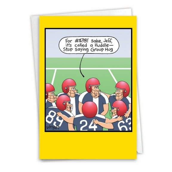 NobleWorks Funny Thank You Greeting Card (Coach, Team) with 5 x 7 Inch Envelope (1 Card) Huddle C7950TYG-US