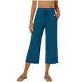 thumbnail image 2 of Purcolt Capri Pants for Women Wide Leg High Waisted Drawstring Loose Trousers Summer Casual Capris Pants with Pockets, 2 of 5