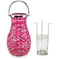 thumbnail image 4 of Northlight Woven Iron Pillar Candle Lantern with Glass Hurricane - 18.5" - Fuchsia Pink, 4 of 8