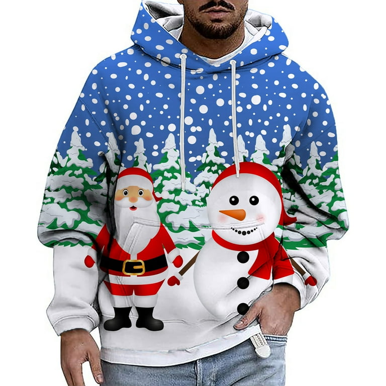 Christmas Sweaters For Men Male Autumn And Winter Theme Printed Long Sleeve Pocket Long Sleeve Hoodies Walmart