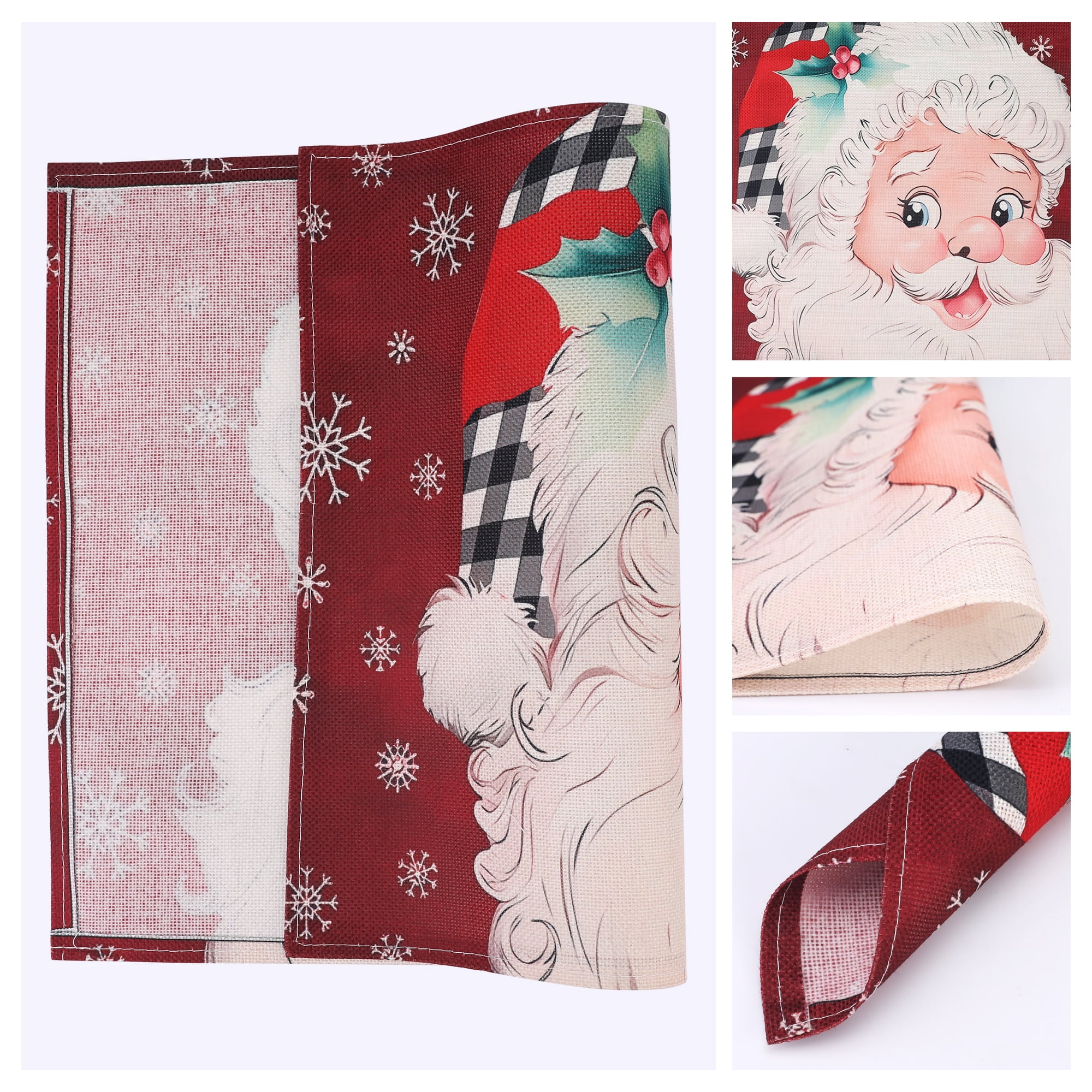 Unique Bargains Set of 6 Washable Linen Placemats Kitchen Table Mat Red
