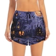 thumbnail image 2 of Balery Mystery House Halloween Night Pantalones cortos deportivos para mujer con forro y dos bolsillos, elásticos, para entrenamiento, gimnasio, yoga-Medium, 2 of 7