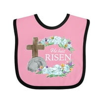 Inktastic Easter He Has Risen with Cross and Flowers Boys or Girls Baby Bib