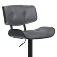 thumbnail image 6 of Armen Living Indoor Brooklyn Adjustable Swivel Gray Faux Leather and Black Wood Bar Stool with Black Base, 6 of 11