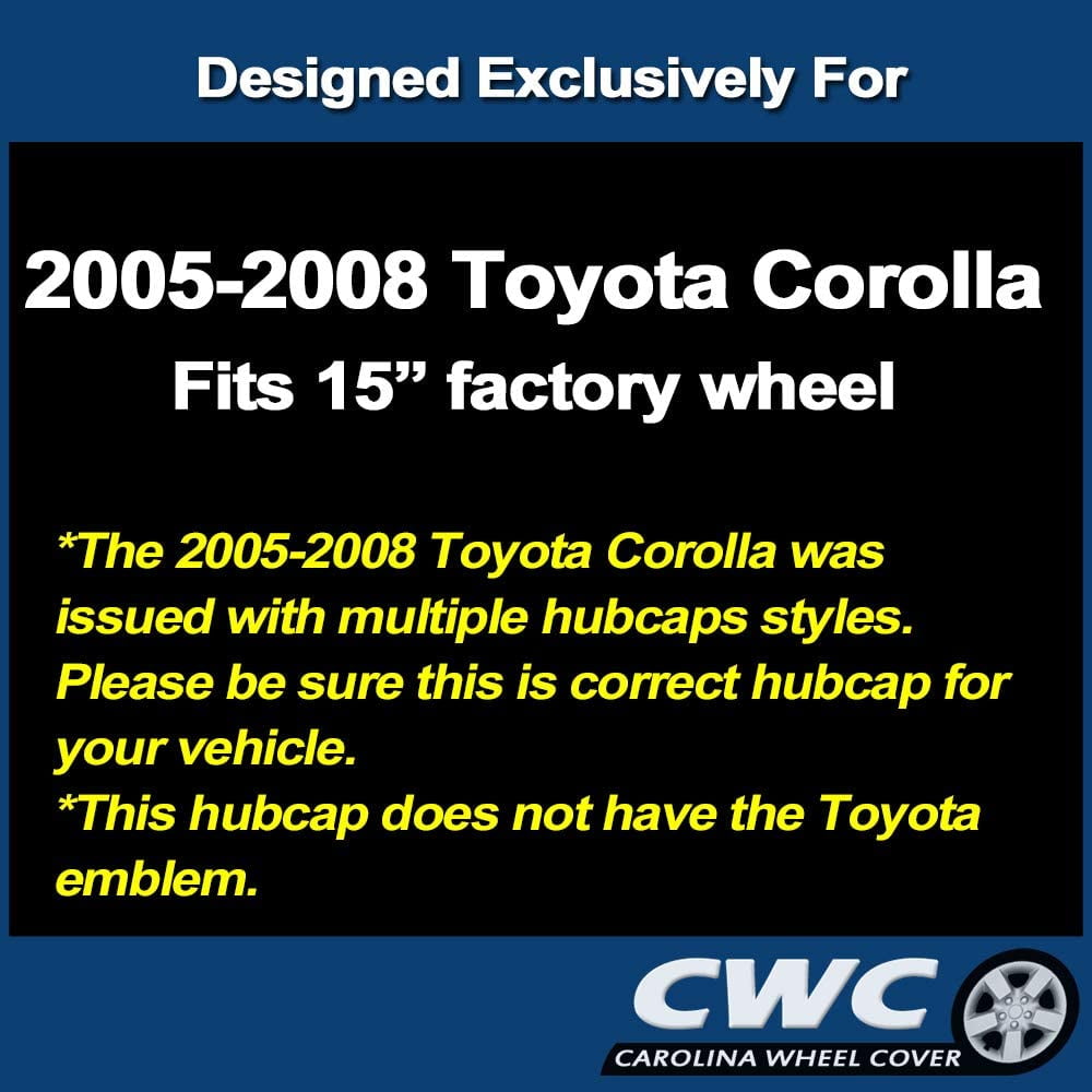 Premium Hubcap Replacement for Toyota Corolla 2005-2008, 15-inch Replica Wheel Cover (1 Piece) 61133