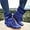 Blue, variant on Women's Retro Ankle Boots – Platform Heel with Suede Upper, Fringe Detailing & Adjustable Strap