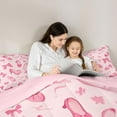 thumbnail image 5 of Feelyou Cute Princess Shose Bedding Comforter Set for Teen, Kawaii Pink Ribbon Twin Comforter Sets, Cartoon Bowknot Bow Reversible Bedding Set, Ultra Soft Bedroom Decor, 2 Pieces, 5 of 8