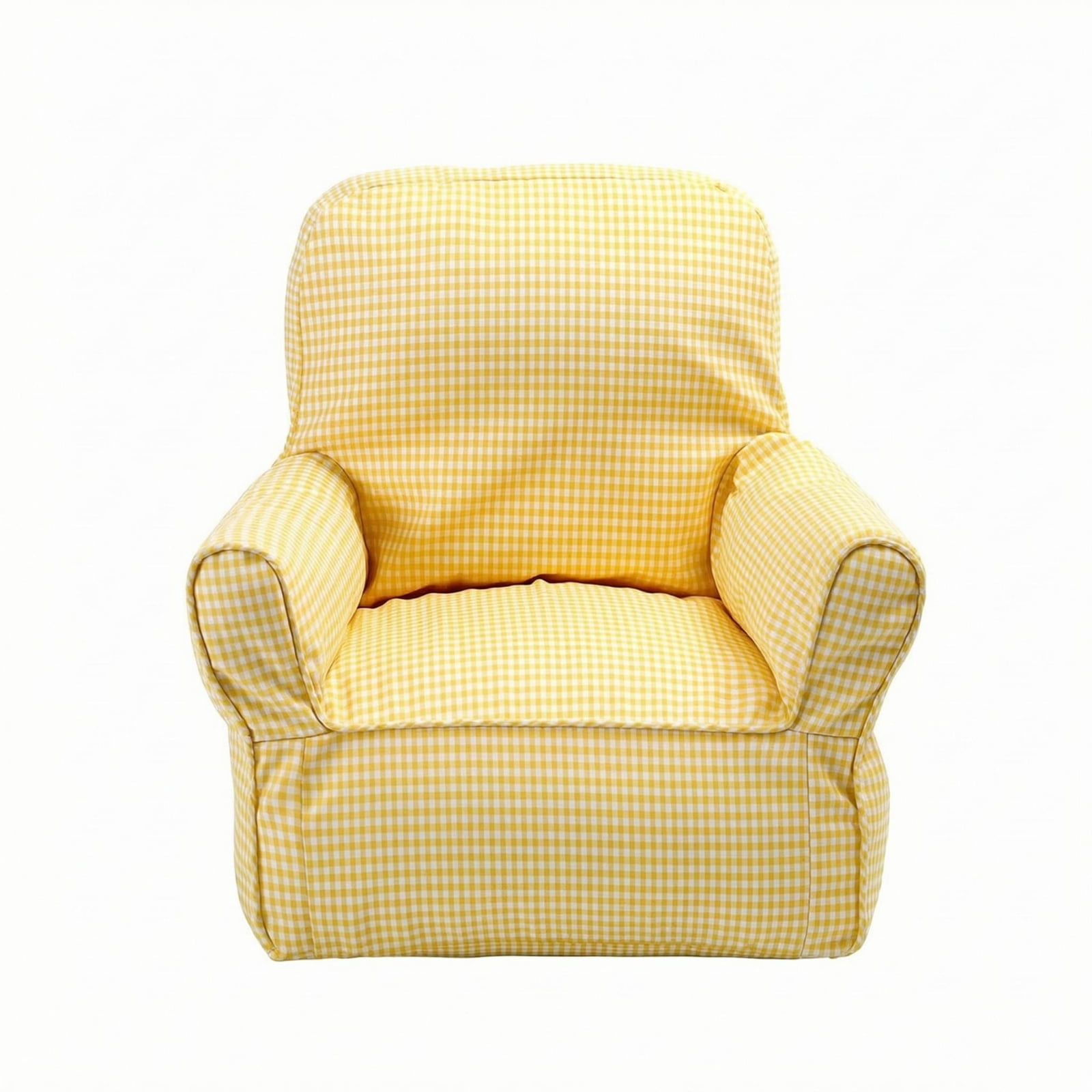 predolo Kids Sofa Chair Removable Cover Child Armchair Rounded Armrests Young Child Sofa Chair, Yellow Plaid