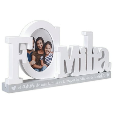 FAMILIA 3-D White Cutout Letters On Gray Platform Base 3 5x4 5 Frame - 3.5x4.5
