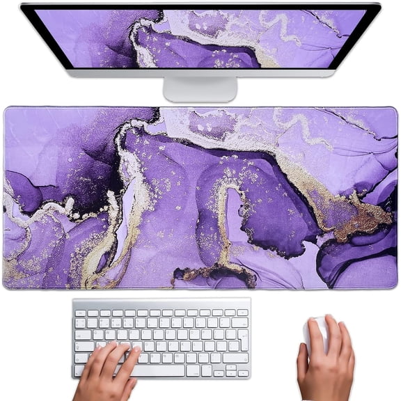 15.7"*35.4" King Size Mouse Pad, Moon Phase Print Keyboard mats for Desk, Desk mat for Home Office accessorie (Purple Art)