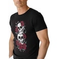 thumbnail image 2 of Camiseta de hombre, cuello redondo, calavera rosa, manga corta, informal, negra, 2 of 7