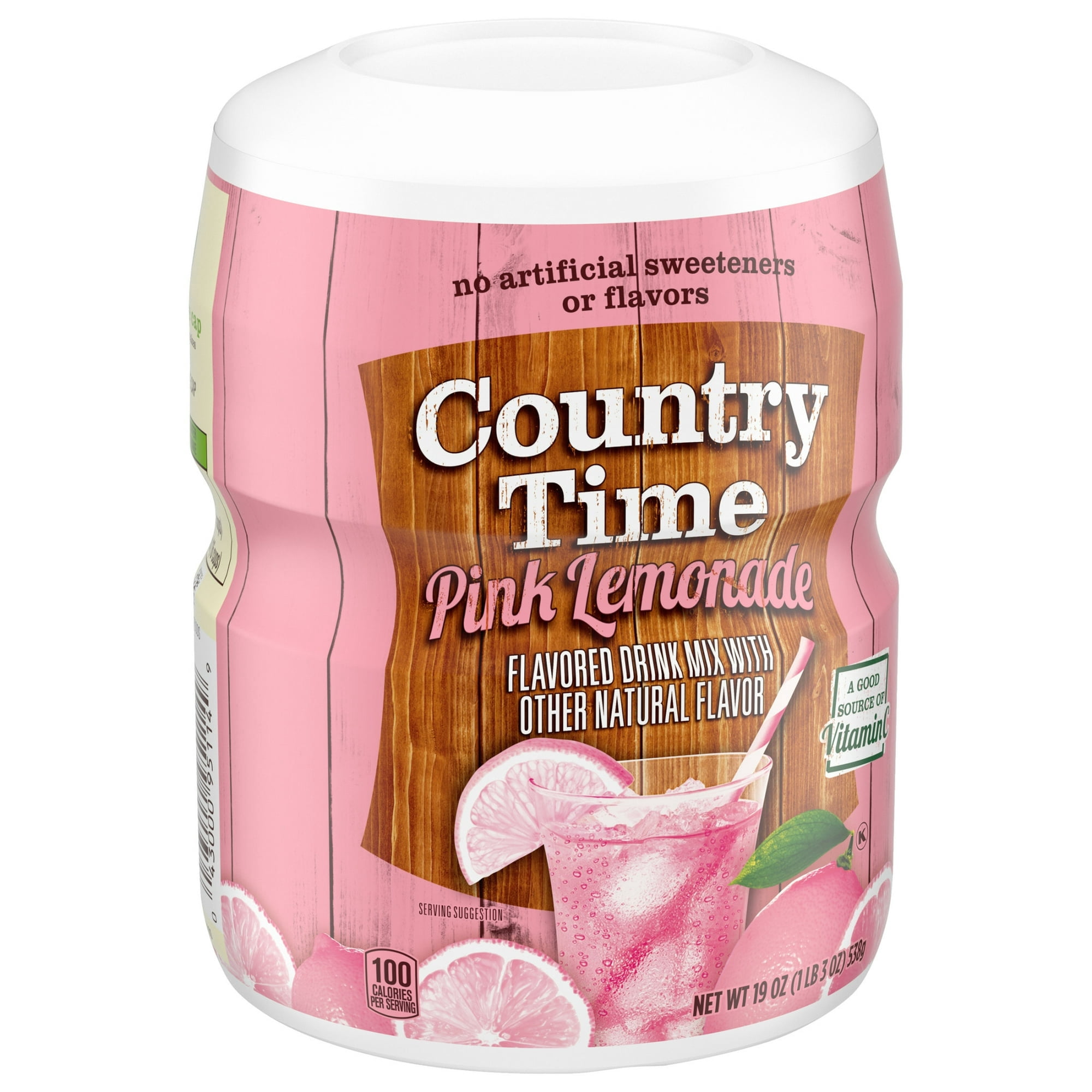 Country Time Pink Lemonade Powdered Drink Mix, 1 Canister, for Flavorful Hydration and Shareable Refreshment, Naturally Flavored with Other Natural Flavor, No Artificial Sweeteners or Flavors