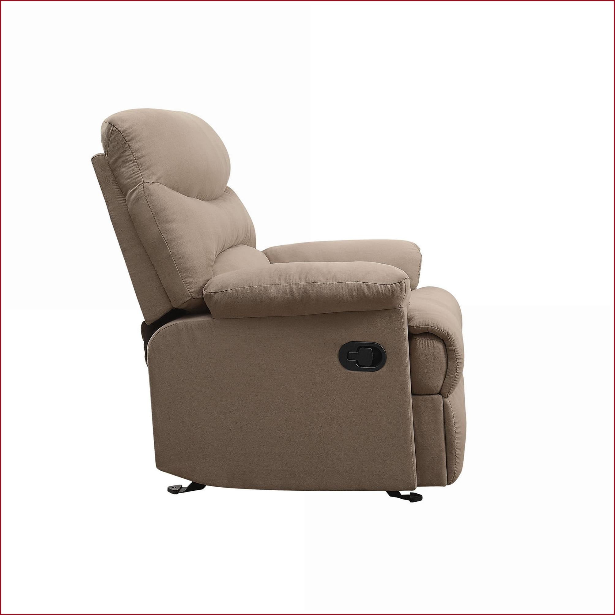 Recliners, Casual Tan Brown Microfiber with Pillow Top Armrest | External Latch Handle, Memory Foam
