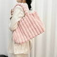 thumbnail image 2 of Women's Tote Handbags Furry Tote Bags for Women Fashion Purses and Handbags Winter Plush Shoulder Bags Large Capacity Solid Color Pink, 2 of 4