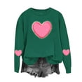 thumbnail image 6 of Amidoa Pullover Tops for Women Green Valentines Oversized Sweatshirts Going out Heart Crew Neck Tees Womens T Shirts L, 6 of 6