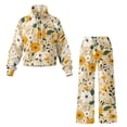 thumbnail image 4 of SCRAWLGOD Flower Leaf Print Beige Women's 2 Piece Outfits Lounge Set Loose Fit Turtleneck Sweatshirt Wide Leg Sweatpants Set Sweatsuit Comfortable Tracksuit, XS, 4 of 7