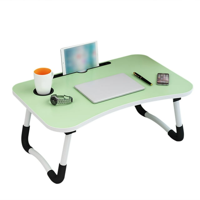 Foldable Wooden Laptop Desk for Bed - Portable Multi-Functional Lazy Table with Adjustable Design, Lightweight 5.51lb, Available in Black, Blue, Green, Pink, White Maple & Burlywood, Compact