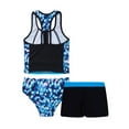 thumbnail image 2 of INHZOY 3 Pieces Girls Tankini Swimsuit Set Summer Bathing Suit Floral Hawaii Beach Swimwear,Sizes 4-16 Blue 6, 2 of 5