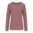 thumbnail image 4 of Women's Ribbed Knit Tunic Sweater Crewneck Long Sleeve Pullover Soft Drapery Lightweight Top for Dressy Casual Fall Winter Outfits, 4 of 6