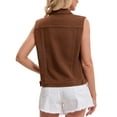 thumbnail image 3 of INSPIRE CHIC Women's Denim Vest Button Down Washed Distressed Sleeveless Jean Jacket with Pockets L Brown, 3 of 6
