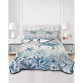 thumbnail image 2 of Quilts Twin Size Bedding Set, Blue Coastal Crabs Lightweight Quilted Comforter, Summer Vintage Ocean Sea Coral Shells Soft Reversible Bedspread Coverlet with Pillow Covers for All Season, 68" x 86", 2 of 7