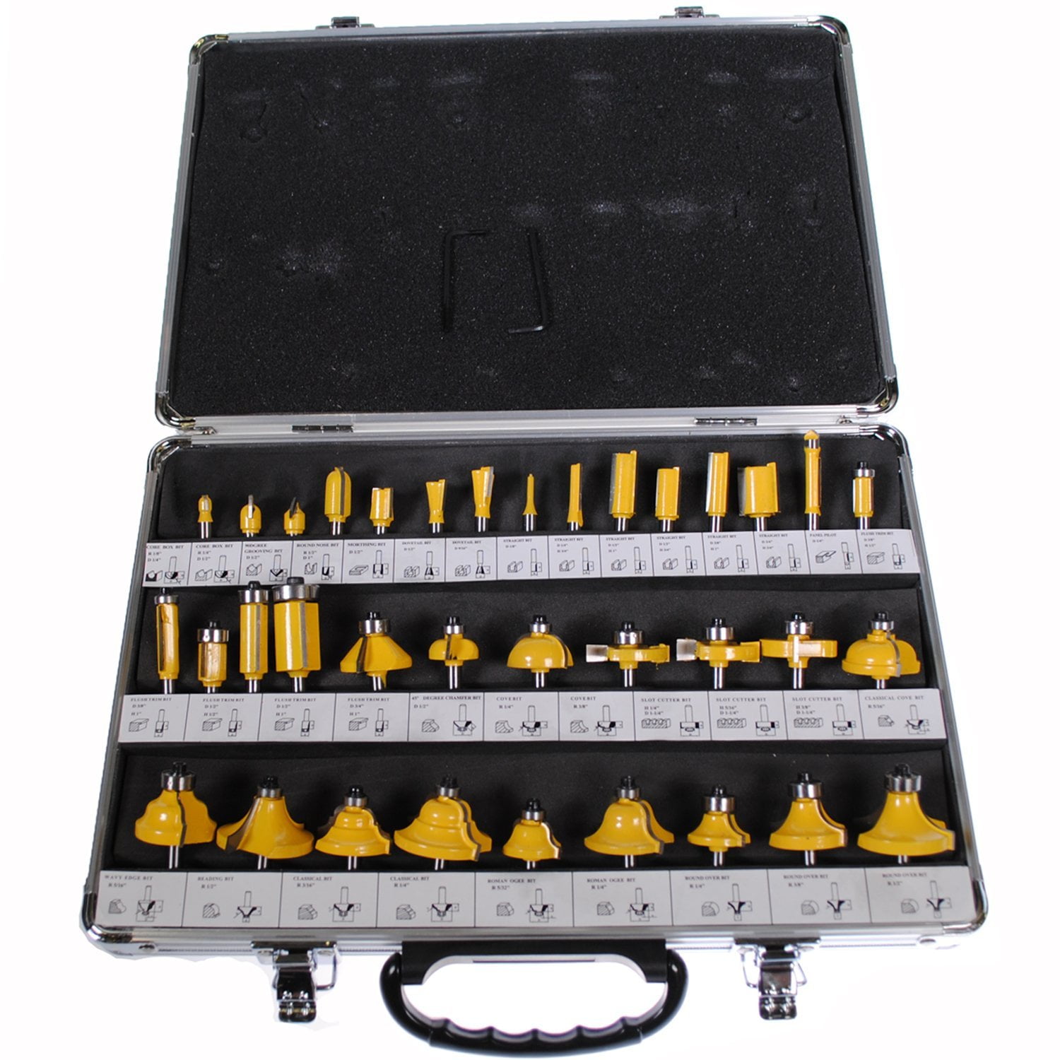 12 Piece 1/2" Professional Shank Tct Tipped Router Bit Set+Wooden Case Tool 