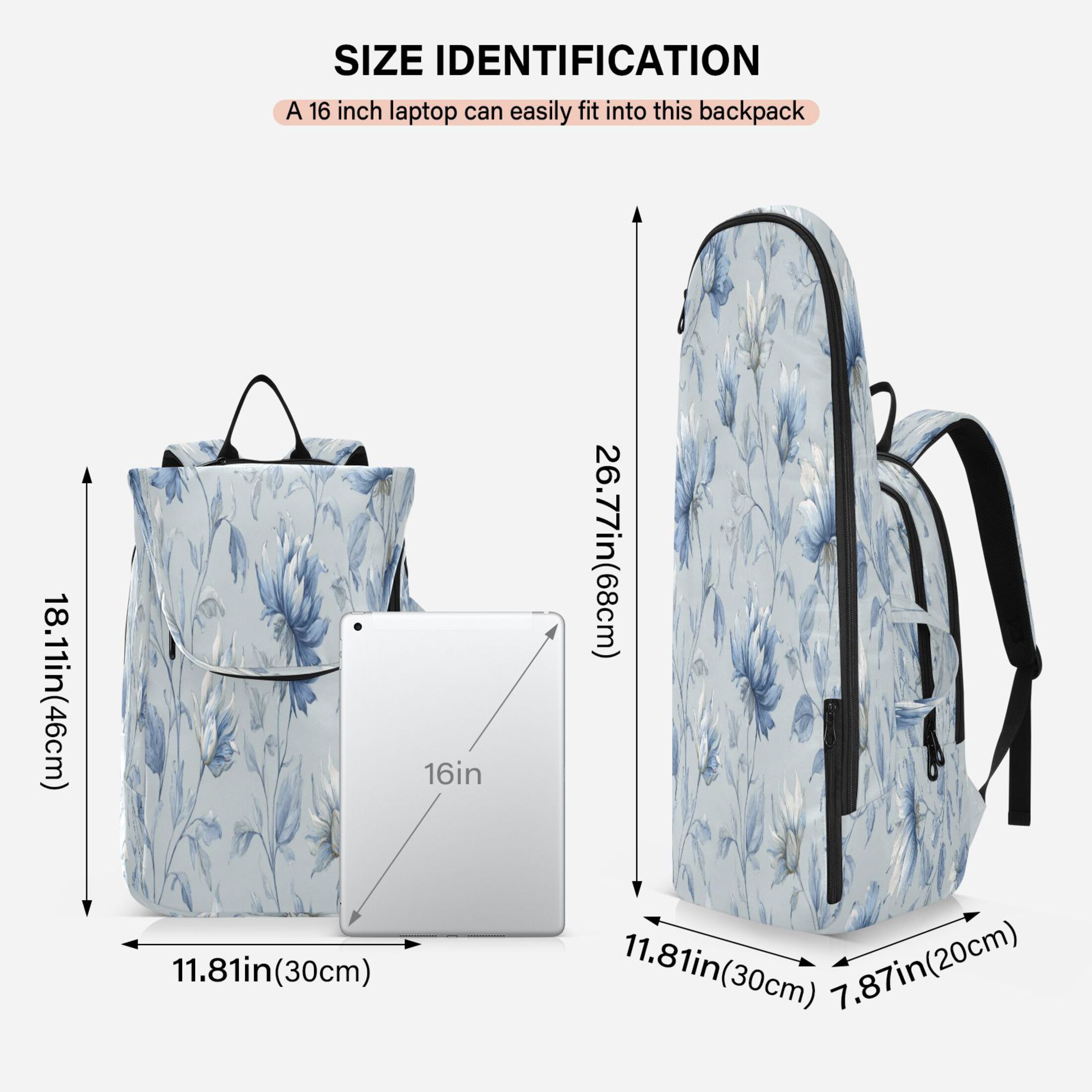 2 Racquet Holder Tennis Backpack Tennis Racket Covers Gym Bags Exquisite Blue Peony Design