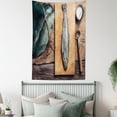 thumbnail image 4 of Fishing Theme Tapestry, Seafood Elements Preparing Freshly Caught Trouts to Dinner on the Table, Wall Hanging for Bedroom Living Room Dorm Decor, 60W X 80L Inches, Multicolor, by Ambesonne, 4 of 5