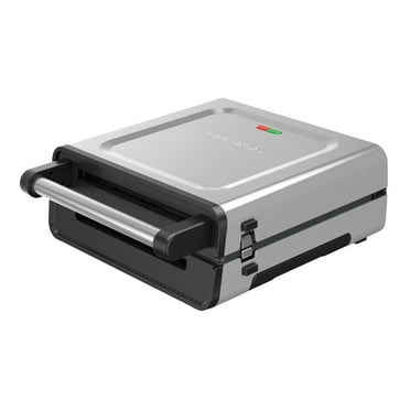 George Foreman Contact Smokeless - Ready Grill, Dishwasher Safe Removable Plates, Family Size (4-6 Servings), PFAS Free Non-Stick Ceramic Coating, Drip Tray, Stainless Steel Housing, 1265 Watts