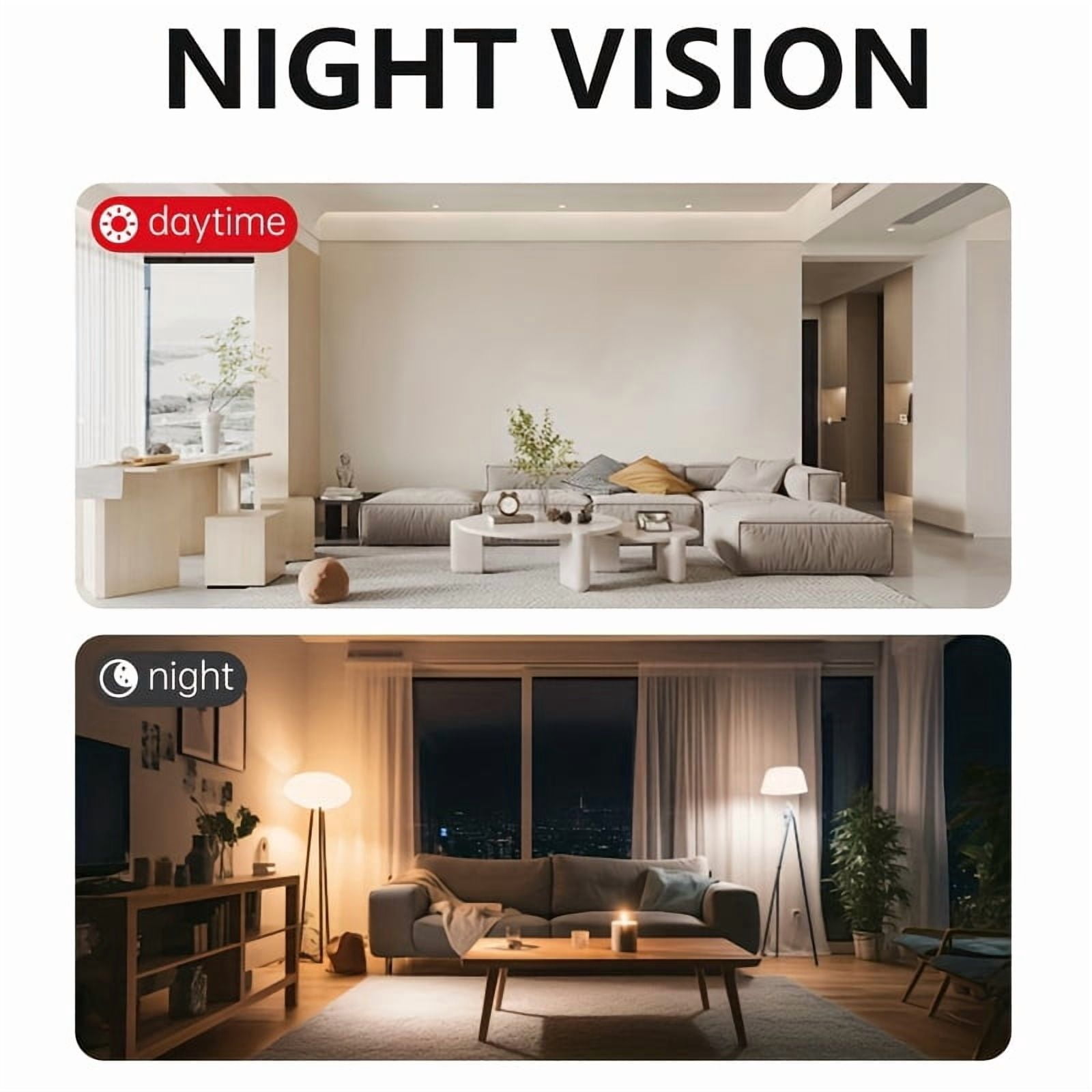 2K Mini Wireless Security Camera with Night Vision, Continuous Recording, Magnetic Mount for Indoor Baby/Pet Monitoring, USB/Battery Powered, SD/Cloud Storage
