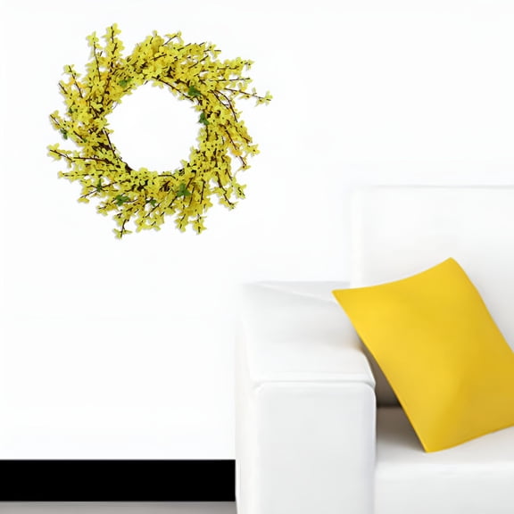 LAMIRO Artificial Wreath No Withering Eye-catching Yellow Realistic Fake Flower Front Door Wreath Home Decoration