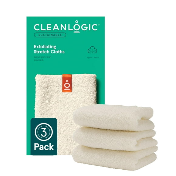 Paño exfoliante Cleanlogic Body Elastichy de algodón orgánico, 3 unidades