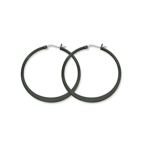 Chisel Stainless Steel Black Ip Plated 43mm Hoop Earrings