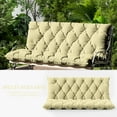 thumbnail image 6 of Snubbull Swing Replacement Cushion, Outside Bench Cushion with Backrest, 2-3 Seater Cushion with 6 Ties for Outdoor Furniture, 60 x 40 x 5 inches Porch SwingCushion Garden Bench, Light Yellow, 6 of 7