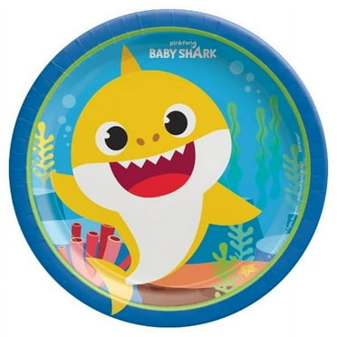 Amscan Baby Shark Party Small Paper Dessert Plates, 7", 8 Count
