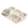 thumbnail image 4 of Tuvgenk 13.6*9.3 In Divided Dinner Plates Square 4 Pc Plates Set Buffet Plates Five-Cell Grid Beige Home Stackable Plates, 4 of 5