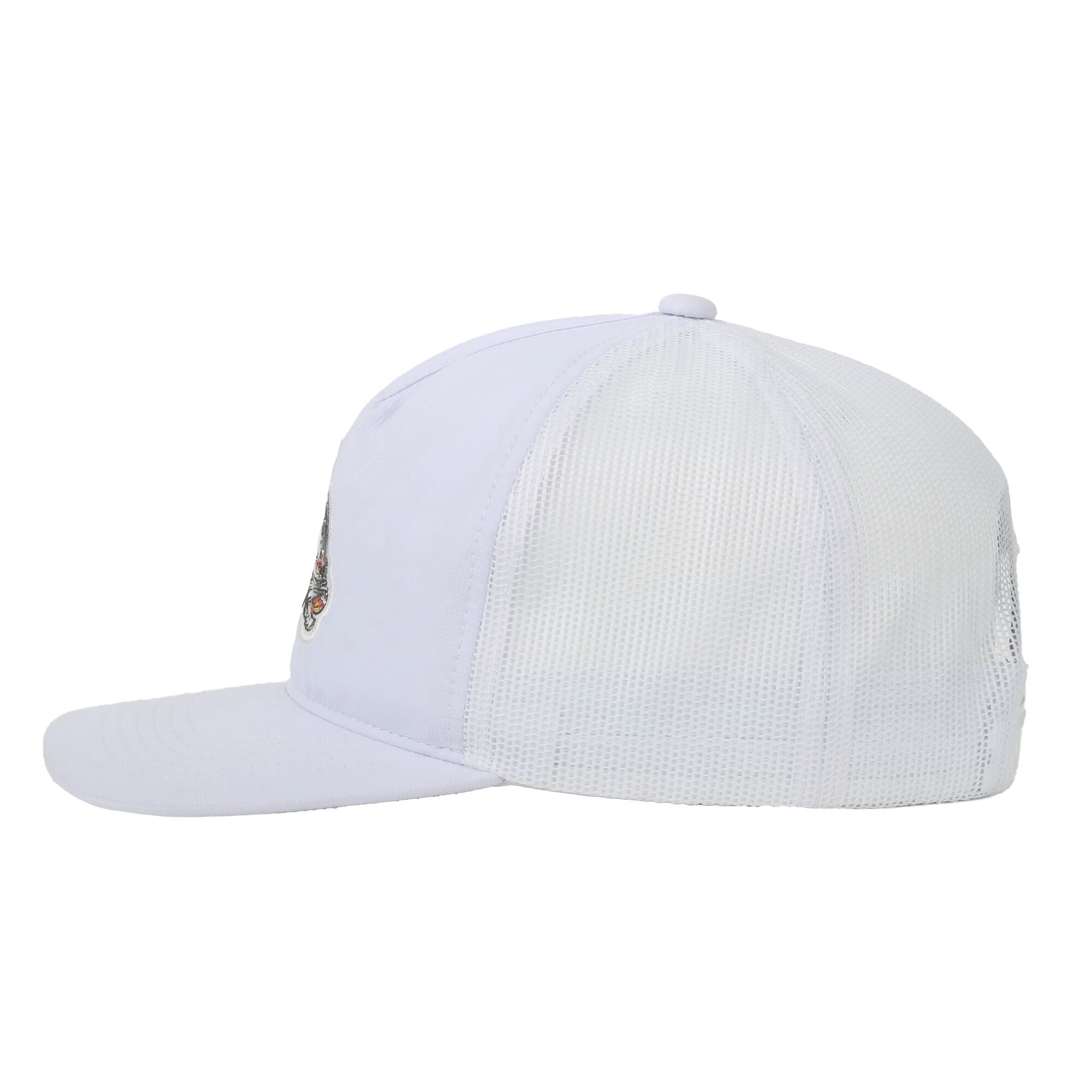 White/White Snook 5-Panel Fishing Cap – Unstructured, Flat Bill Snapback, One Size