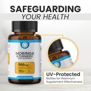 TrueMed Moringa & Turmeric Curcumin Supplement with BioPerine, 1100 mg, 95% Curcuminoids, 120 Vegan Capsules for Daily Wellness, Joint & Digestive Support