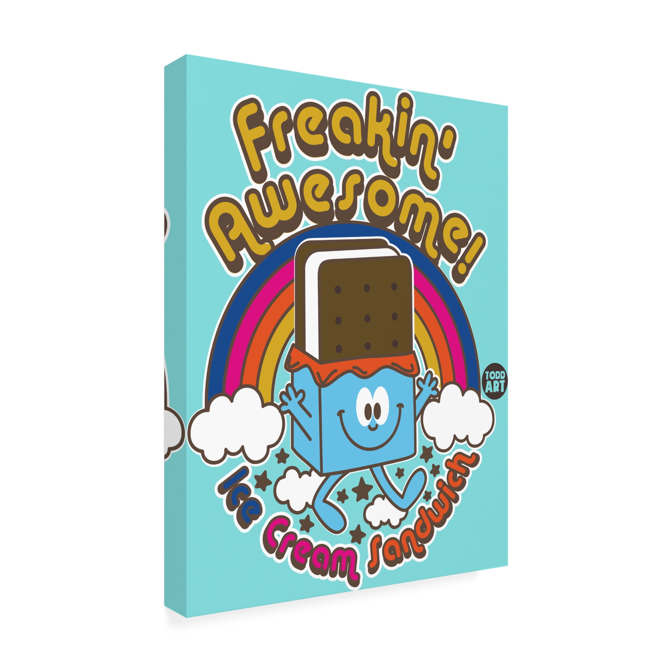 Canvas Wall Art - toddart 'Funshine Ice Cream Sandwich' Wall Art for Living Room, Bedroom, or Office Décor by Trademark Fine Art - 18 x 24 Inches