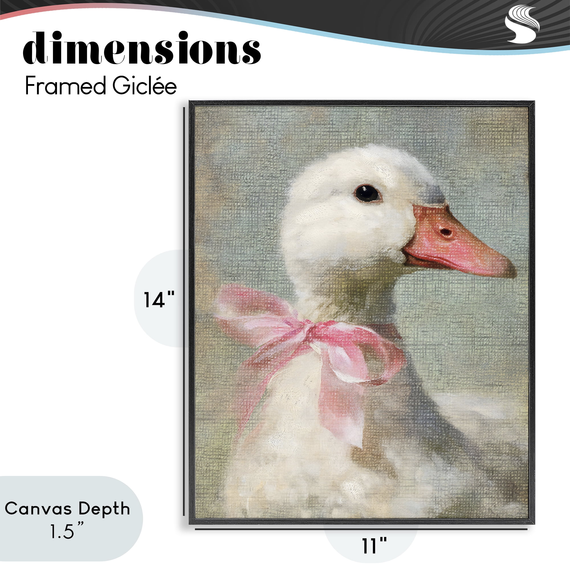 Stupell Industries Portrait of Pink Bow Goose Black Framed Giclee Art, design by LSR Design Studio
