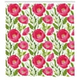 thumbnail image 3 of Ambesonne Poppy Flower Shower Curtain, Leaves Petals Romance, 69"Wx70"L, Green Pink Cream, 3 of 3