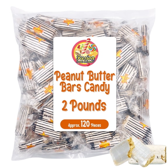 Peanut Butter Bars Candy - 2 Pounds (Approx 120 Pieces), Peanut Butter Candy Bars In Bulk Bag, Individually Wrapped Old Fashioned Treats
