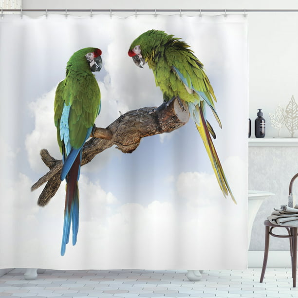 Parrots Decor Shower Curtain Set Two, Macaw Shower Curtain