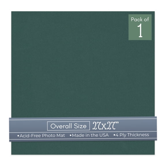 Forest Green 27x27 Uncut Art Mat Board - No Opening - 1 Mat