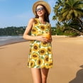 thumbnail image 3 of Fotbe Sunflowers Vestido de Verano sin Mangas para Mujer – Vestido Midi Línea A, Estilo Camiseta Floral, Vestido Playero Casual y Fluido, 3 of 7