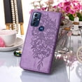 thumbnail image 5 of Motorola Moto G Play (2023) Case, Magnetic Folio Butterfly Patterned Wallet Case, Premium PU Leather with Wrist Strap Credit Card Holder Slots Kickstand Cover For Motorola Moto G Play (2023Lightpurple, 5 of 7