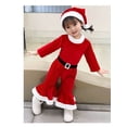 thumbnail image 3 of Disfraz de elfo de Año Nuevo 2025 para niña, conjunto de traje de Papá Noel verde con sombrero, conjunto de vestido de fiesta de Navidad elegante para niños, actuación, 3 of 5