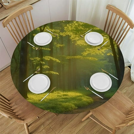 

Autua Sunlight Round Table Cover Stain Resistant Washable Indoor Outdoor Tablecloth for Kitchen Dining Wedding Parties 100% Polyester for Picnic Dining Kitchen Farmhouse Tablecloth 46 -50