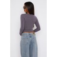 thumbnail image 4 of Womens V Neck Button Down Henley T Shirts Y2K Slim Fit Long Sleeve Crop Tops Basic Casual Going Out Tee Shirts, 4 of 5